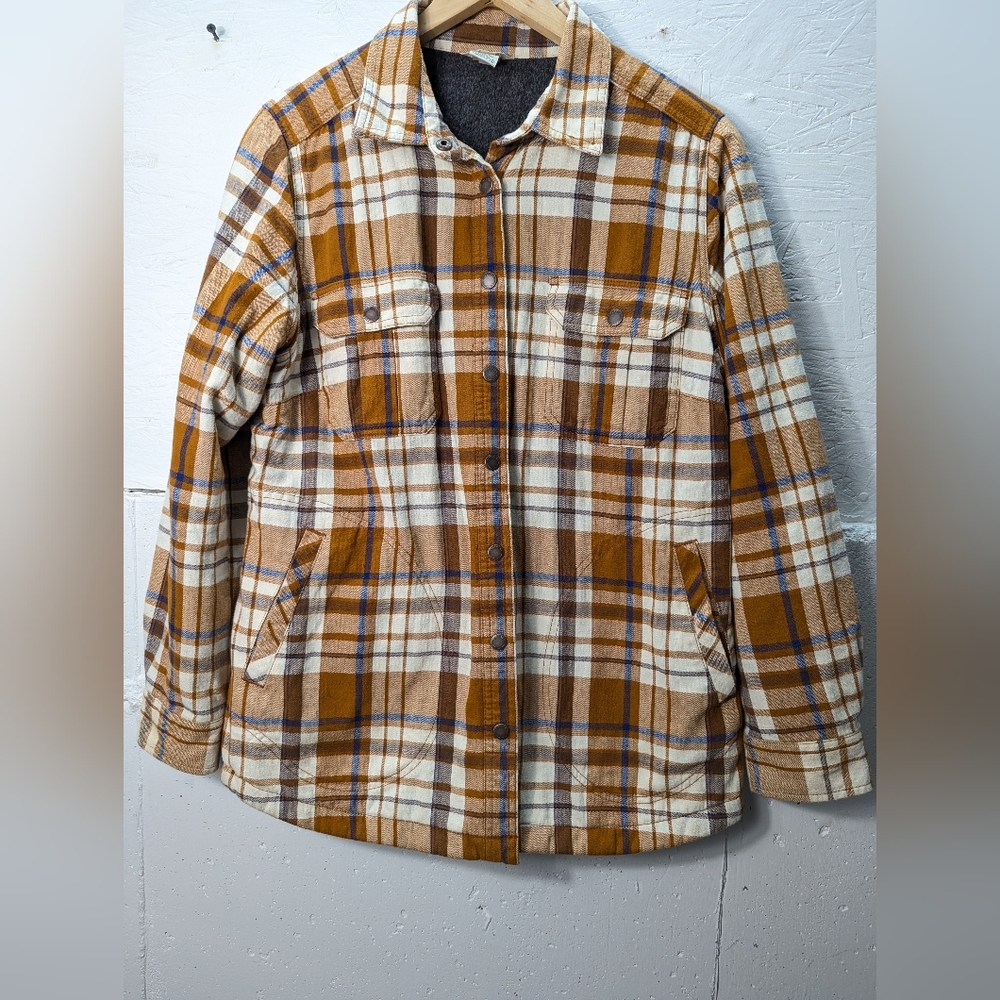 Duluth Trading Co. Women's Plaid Flannel Fleece Lined Snap Button Jacket Large